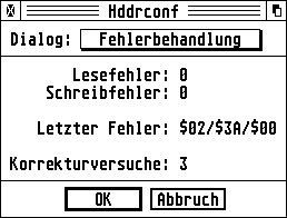 Hddrconf, Fehlerbehandlung