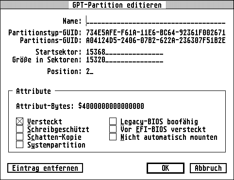Editieren von GPT-Partitionsdaten